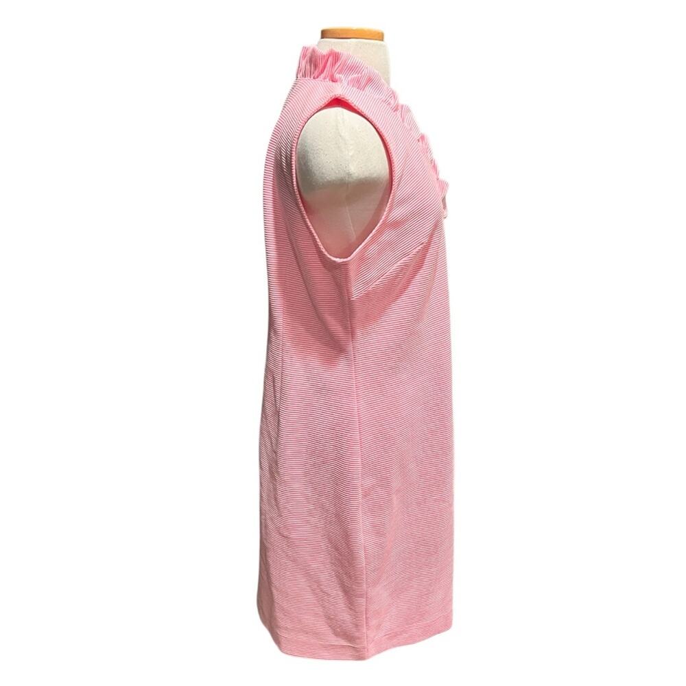 Talbots Plus Shift Dress Pink White Stripe Ruffle V Neck
Sleeveless Size 16 NWT - Picture 5 of 8